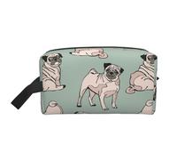 Perros Pug Sentados, Bolsa de Maquillaje Bolsa de cosméticos Bolsa de artículos de tocador de Viaje portátil Organizador de Bolsa de Maquillaje