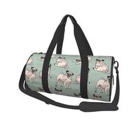 Perros Pug Sentados, Bolsa de Viaje de Gran Capacidad, Bolso Redondo, Bolsa de Viaje Deportiva, Bolsa de Mano, Bolsa de Fitness