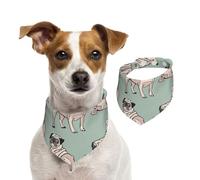 Perros Pug Sentados,Pañuelos de algodón para Perros, Bufandas Ajustables para Mascotas,M