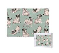 Perros Pug Sentados,Rompecabezas de Madera de 1000 Piezas para Adultos y Adolescentes.