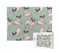 Perros Pug Sentados,Rompecabezas de Madera de 500 Piezas, Juego Familiar, Rompecabezas para Adultos, Adolescentes, decoración del hogar