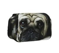 Perros Pug Tristes Perros Pug Tristes Mascotas Pug Estuche para lápices portátil con Doble Concha y Cremallera