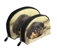 Perros Rottweiler Perros Lindos Cachorros Mascotas Pequeños, Bolsa de Maquillaje de Concha, Monedero pequeño para Mujer, Bolsa de artículos de tocador, Bolsa de cosméticos, 2 Piezas