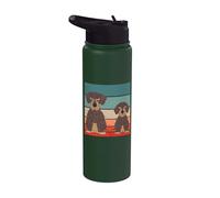 Perros salchicha de pelo duro sentados uno al lado del otro Stainless Steel Insulated Water Bottle