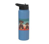 Perros salchicha de pelo duro sentados uno al lado del otro Stainless Steel Insulated Water Bottle