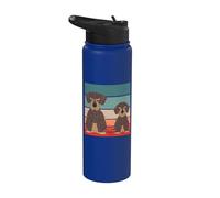 Perros salchicha de pelo duro sentados uno al lado del otro Stainless Steel Insulated Water Bottle
