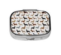 Perros salchicha de pelo largo y pelo liso, mascotas, Pastillero cuadrado para bolsillo o monedero, pequeño contenedor de pastillas, organizador de pastillas de viaje