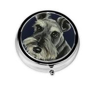 Perros Schnauzer lindos de aceite colorido, Pastillero, Pastillero redondo Pequeño contenedor de pastillas Organizador de pastillas de viaje