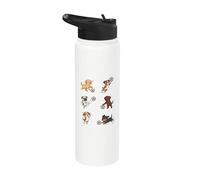 Perros tontos jugando futbolista lindo portero divertido amante de las mascotas Stainless Steel Insulated Water Bottle