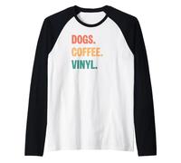 Perros Vintage Coffee Vinyl Lovers Camiseta Manga Raglan
