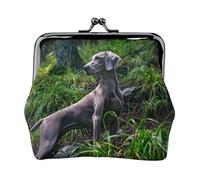 Perros Weimaraner Mascotas del Bosque Perros Grises Perros, Monedero de Cuero Carteras Bolsa de Cambio de Cuero con Cierre de Beso Monedero con Hebilla