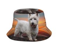Perros West Highland White Terrier Montañas Sombrero de Cubo Blanco para Mujer Hombre, Sombreros de Verano para Hombre y Mujer
