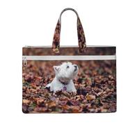 Perros Westie Bokeh West Highland White Terrier,Bolsa de lona para documentos con cremallera, bolso de mano, maletín para la escuela y la oficina.