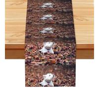 Perros Westie Bokeh West Highland White Terrier,Camino de Mesa de Lino sintético para el hogar, Fiestas, comedores, 33 x 183 cm