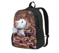 Perros Westie Bokeh West Highland White Terrier,Mochila con bolsillos, mochila informal para el día a día, resistente al agua, ideal para la escuela, viajes