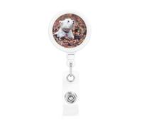 Perros Westie Bokeh West Highland White Terrier,Portatarjetas retráctil, portatarjetas enrollable con clip para identificación y pinza de cocodrilo.