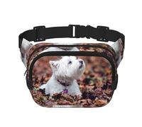 Perros Westie Bokeh West Highland White Terrier,Riñonera Cuadrada de Doble Capa, Bolso de Viaje, Bolso Informal para el Pecho.