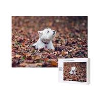 Perros Westie Bokeh West Highland White Terrier,Rompecabezas de Madera de 300 Piezas, Juego Familiar, Rompecabezas para Adultos, Adolescentes, decoración del hogar