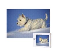 Perros Westie de Invierno West Highland White Terrier,Rompecabezas de Madera de 300 Piezas, Juego Familiar, Rompecabezas para Adultos, Adolescentes, decoración del hogar