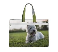 Perros Westie Lawn West Highland White Terrier,Bolsa de lona para documentos con cremallera, bolso de mano, maletín para la escuela y la oficina.
