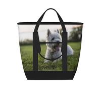 Perros Westie Lawn West Highland White Terrier,Bolsas de almuerzo de gran capacidad, bolsa de mano térmica para mujeres, hombres, trabajo, picnic, viajes.