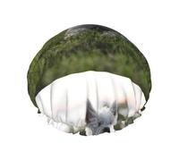 Perros Westie Lawn West Highland White Terrier,Gorro de ducha, gorro de noche, gorro de baño elástico impermeable de doble capa, reutilizable para el cabello.