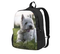 Perros Westie Lawn West Highland White Terrier,Mochila con bolsillos, mochila informal para el día a día, resistente al agua, ideal para la escuela, viajes