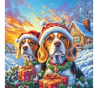 Perros with Santa Hats Puzzle 100 Piezas Papel Principiantes Agilidad Mental Actividad Hacer En Grupo Colgar Pared Detalle Cumpleaños 28x28cm
