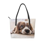 Perros y mascotas adorables de la raza Cavalier King Charles Spaniel,Bolso de mano de piel sintética, bolso tote de gran capacidad, bolso de hombro para mujer, ideal para el trabajo y los viajes.