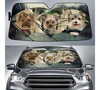 Perros Yorkshire Terrier Perros Yorkie En Un Día Lluvioso Parasol Coche Delantero Parasol para Automóvil Protección Solar Paraguas Luna De Coches Universal para Vehículos Camión S