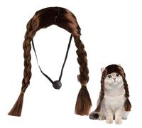 Perruque Chien Cosplay, Perruque De Cheveux De Chien, Chat Marron Double Tresse Longue - Cosplay Pour Animaux Compagnie, Pour Halloween, Noël, Festivales,