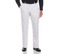 Perry Ellis Men's Essentials Modern Fit Solid Twill Linen Dress Pant, Bright White, 40x30