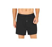 Perry Ellis Pantalones Cortos para Hombre Boxershorts sólidos de Lujo, Negro, L
