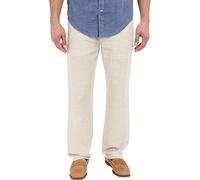 Perry Ellis Pantalones de ajuste regular 100% lino con cordón para hombre (talla de cintura 29-54 grande y alto), (Natural linen), 34W x 32L