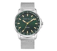 Perry Ellis Reloj solar para hombre | Correa de malla de acero | Relojes de pulsera analógicos resistentes al agua para hombre | Caja de 43 mm | Bisel taquímetro de aluminio | Regalo elegante para