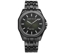Perry Ellis Reloj Solar para Hombre | Pulsera de aleación | Relojes de Pulsera analógicos Resistentes al Agua para Hombre | Caja de 42 mm | Relojes para Hombre | Regalo Elegante para Hombre, Pistola,