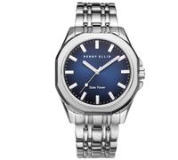 Perry Ellis Reloj solar para hombre | Pulsera de aleación | Relojes de pulsera analógicos resistentes al agua para hombre | Caja de 42 mm | Relojes para hombre | Regalo elegante para hombre, plateado,