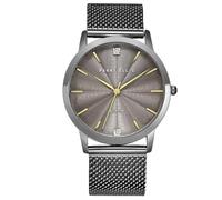 Perry Ellis Slim Diamond - Reloj para hombre, esfera redonda gris, correa de malla de aleación de plomizo, resistente al agua y analógico