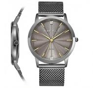 Perry Ellis Slim Diamond - Reloj para hombre, esfera redonda gris, correa de malla de aleación de plomizo, resistente al agua y analógico