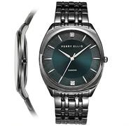 Perry Ellis Slim Diamond - Reloj para hombre, esfera verde azulado, correa de aleación de plomizo, analógico resistente al agua