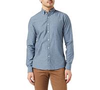 Perry Ellis Steen Slim Fit Camisa de algodón Cepillado, Azul, S para Hombre