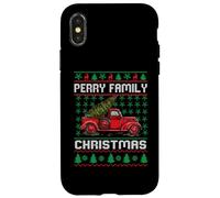 Perry Family Ugly Christmas Sweater Red Truck Funny Xmas Carcasa para iPhone X/XS