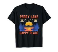 Perry Lake Is My Happy Place Camping Sayings Camper Camiseta
