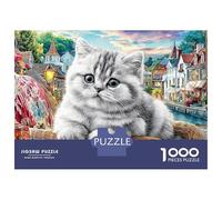 Persa Británico Gatito Fluffy en la Ciudad de los Cuentos de Hadas Puzzles 1000 Piezas De Juego De Rompecabezas Colores Variados Regalos para Hombres para Adultos Y Jóvenes 70x50cm/1000pcs