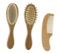 PERSELOSO 1 juego Cepillo y Peine para Bebés Cepillo de Lana para Cuidado del Cabello Accesorios de Baño para Recién Nacidos Masajeador Suave para Cabeza del Niña