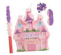 PERSELOSO 1 Juego Piñata Castillo Rosa para Niñas Decoración Colgante para Cumpleaños con Accesorios Bastón Confeti para Fiestas Temáticas y Celebraciones Infantil