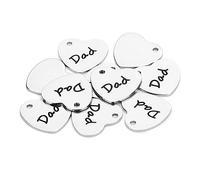 PERSELOSO 10 Accesorios De Acero Inoxidable Para Diy Colgantes 'dad' Corazón Antioxidantes Joyería Personalizada