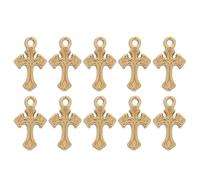 PERSELOSO 10 colgantes de cruz de metal para bisutería: minicrucifijos para manualidades cristianas, llaveros religiosos y pendientes de Pascua dorados.