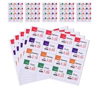 PERSELOSO 10 hojas Etiquetas Mini de Precio Autoadhesivas para Muñecas Pegatinas de Precio Claras para Supermercados de Juguete y de Mercado para Estantes de