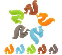 PERSELOSO 10 Marcadores de Silicona Sujetadores para Bolsas de Té para Copas de Vino Forma de Ardilla, Identificadores Decorativos para Fiestas y Oficina